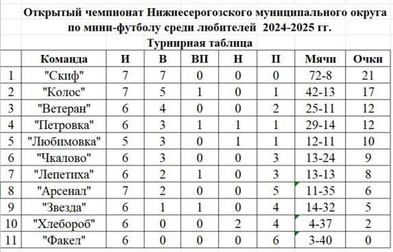 25-26 января прошли матчи 7-го тура открытого чемпионата Нижнесерогозского муниципального округа по мини-футболу среди любителей..